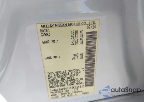 2014 Nissan Altima 2.5 from USA, damaged, VIN 1N4AL3AP2EC293212